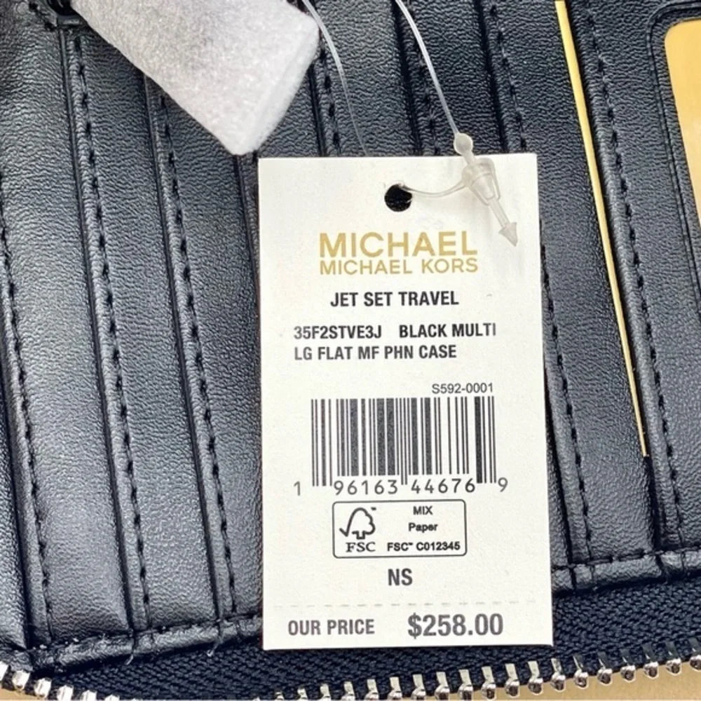 Michael Kors Jet Set Travel Wallet  Phone Case Wristlet Glimmer MK Print